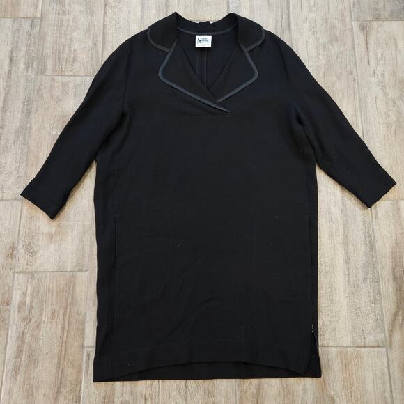 Angelo Tarlazzi Paris Dress Size 10 Collared 3/4 Pleated Sleeves Pockets Shift - Picture 1 of 13